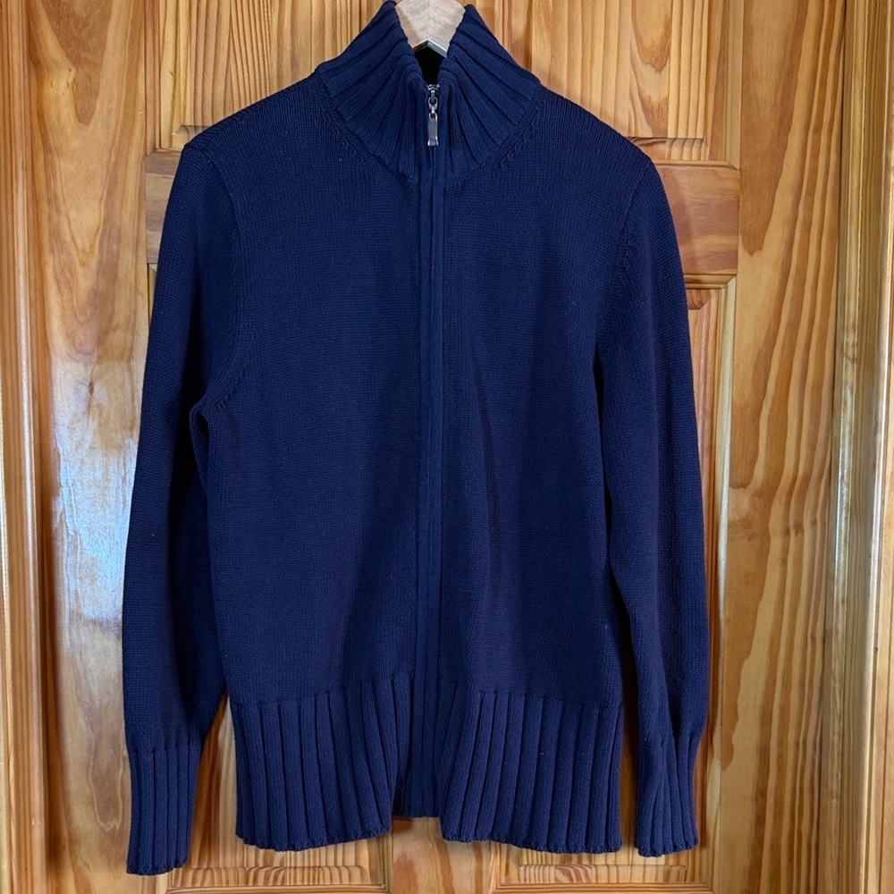 Lands' End Women's Deep Purple Full Zip-Up Sweater